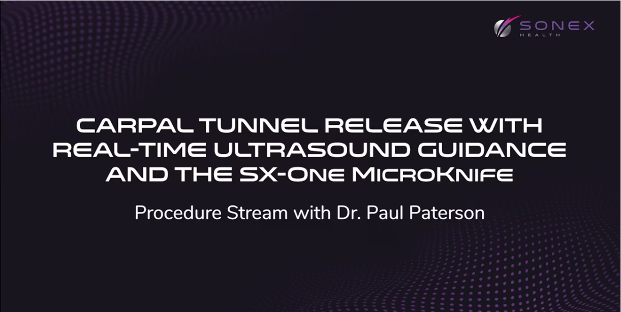 Dr. Paul Paterson Performs Live Carpal Tunnel Release procedures with Ultrasound Guidance